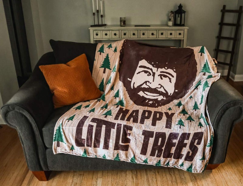 Calhoun Officially Licensed Bob Ross Happy Little Trees Plush Throw Blanket - Image 2